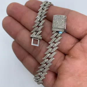 14K 10MM Thorn Cuban Link Diamond Bracelet 8"