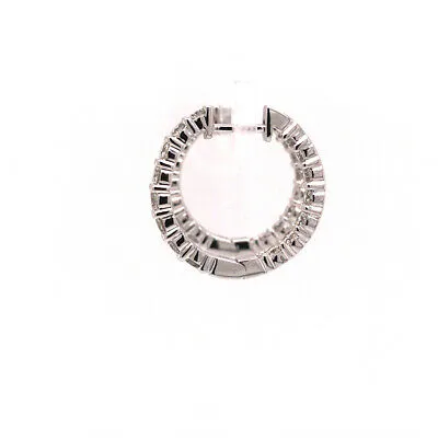 14K 2.0 Carat Diamond In/Out Hoop Earrings in White Gold