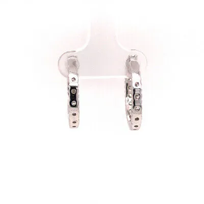 14K 2.0 Carat Diamond In/Out Hoop Earrings in White Gold