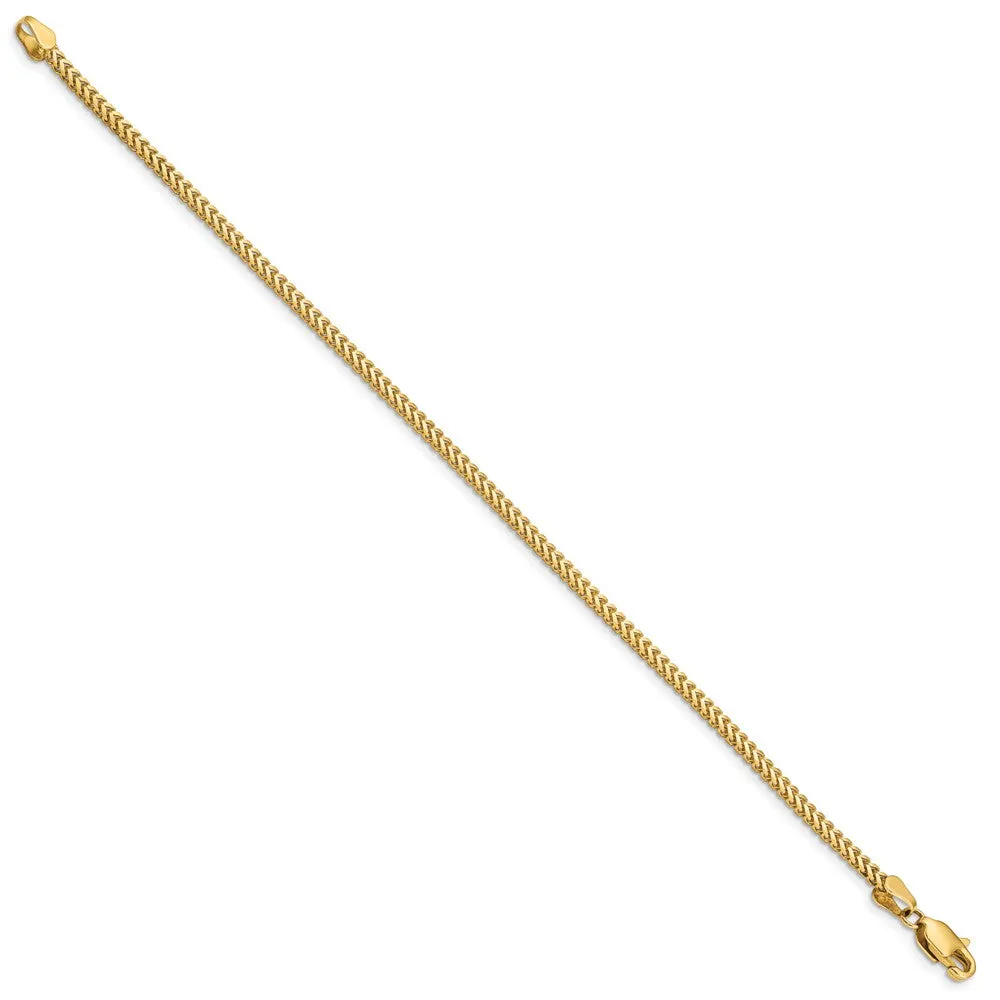 14K 8 inch 2mm Franco with Lobster Clasp Bracelet