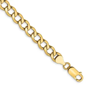 14K 8 inch 6.5mm Semi-Solid Curb with Lobster Clasp Bracelet
