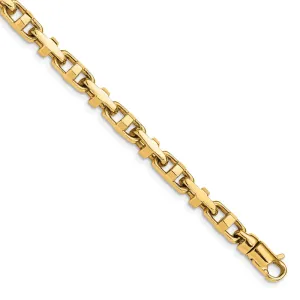 14K 8.75 inch 5mm Hand Polished Fancy Link with Lobster Clasp Bracelet