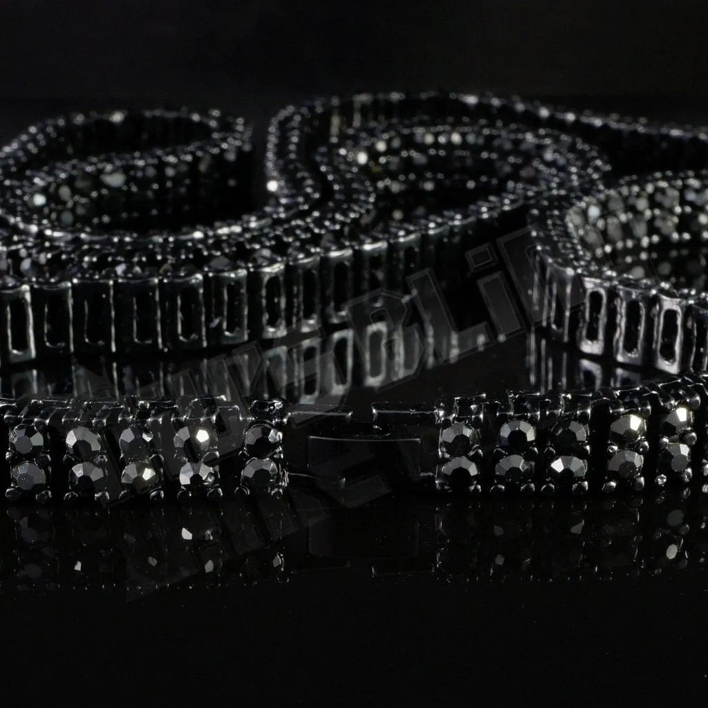 14k Black Gold Iced 2 Row Chain