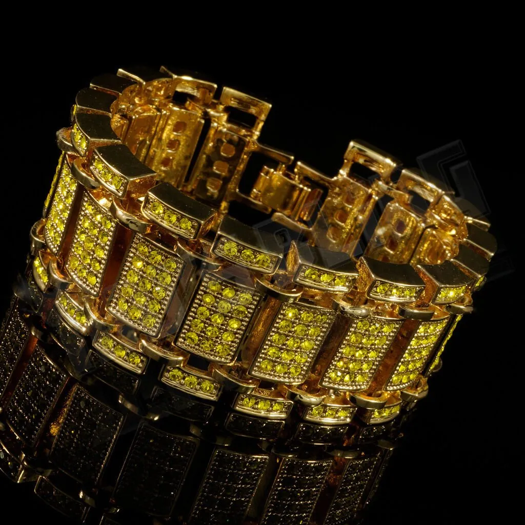 14k Canary Gold Iced Ladder Bracelet