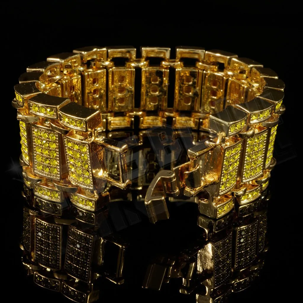 14k Canary Gold Iced Ladder Bracelet