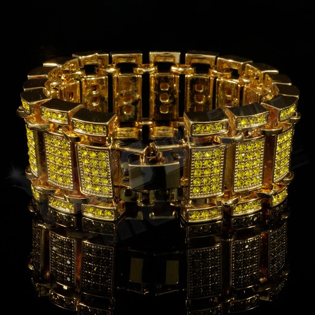 14k Canary Gold Iced Ladder Bracelet