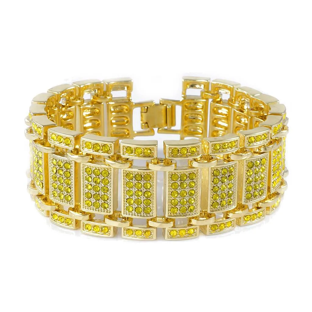 14k Canary Gold Iced Ladder Bracelet