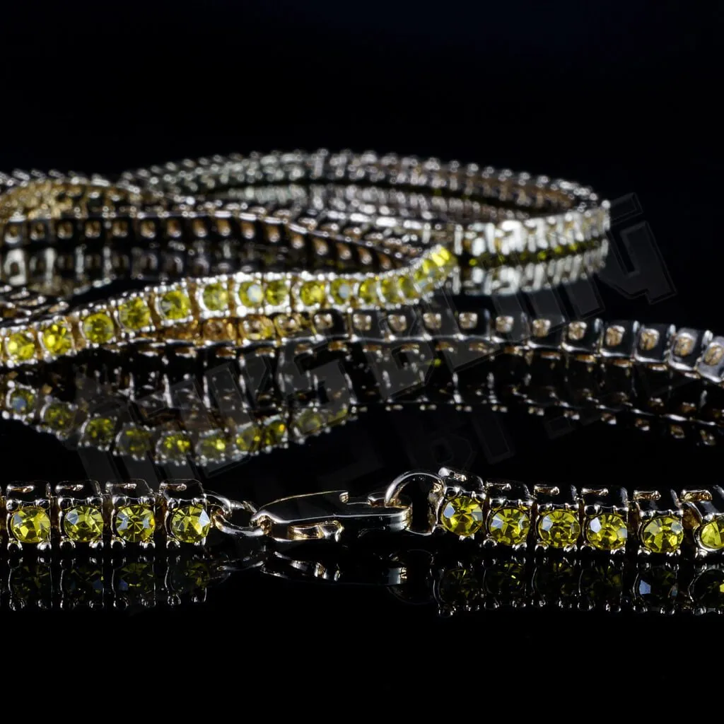 14k Canary Iced 1 Row Tennis Chain