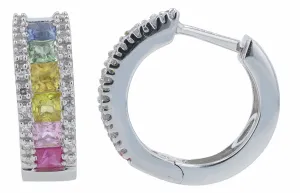 14K EFFY WG Multicolor Sapphire Hoops