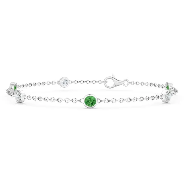 14k Emeralds Diamonds By the Yard Bracelet (1.14 cts.tw)