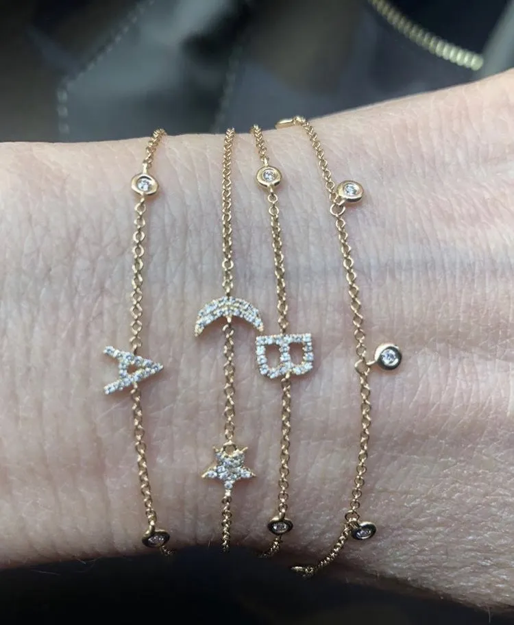 14k Fine Gold Initial Bracelet