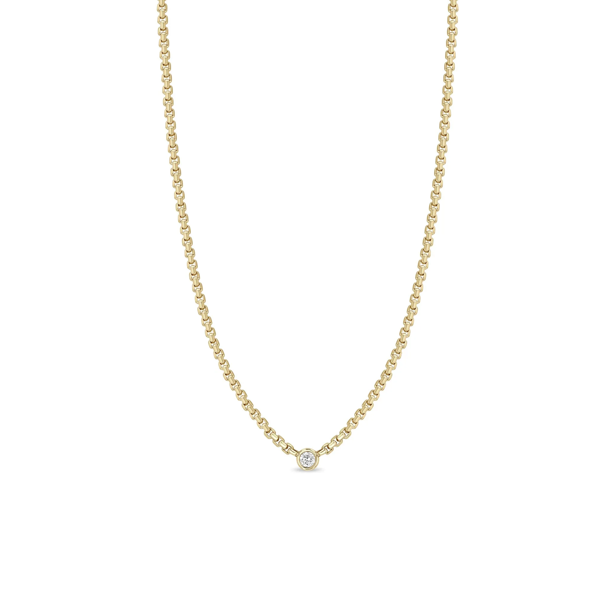 14k Floating Diamond Small Box Chain Necklace