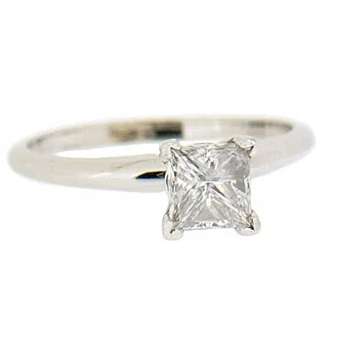 14K Gold 0.78 Carat Princess Diamond Engagement Ring