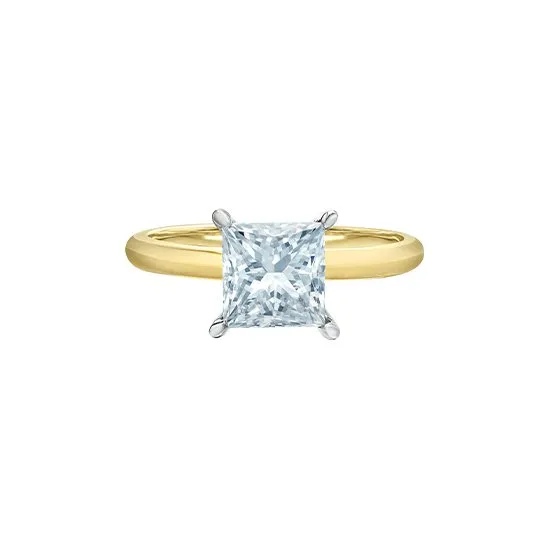 14K Gold (1.50ct) Princess Cut Lab Grown Diamond Solitaire Engagement Ring