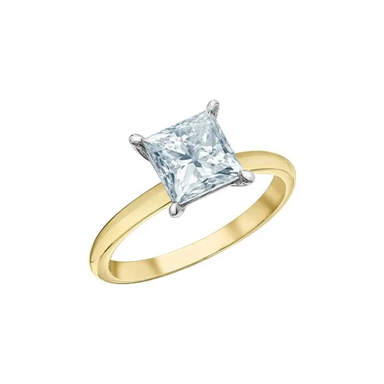 14K Gold (1.50ct) Princess Cut Lab Grown Diamond Solitaire Engagement Ring