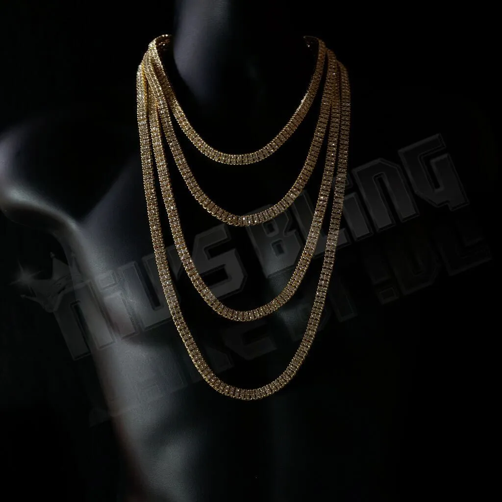 14k Gold 2 Row Iced Chain