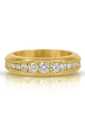14K Gold Band w/Graduated Eternity White Diamonds