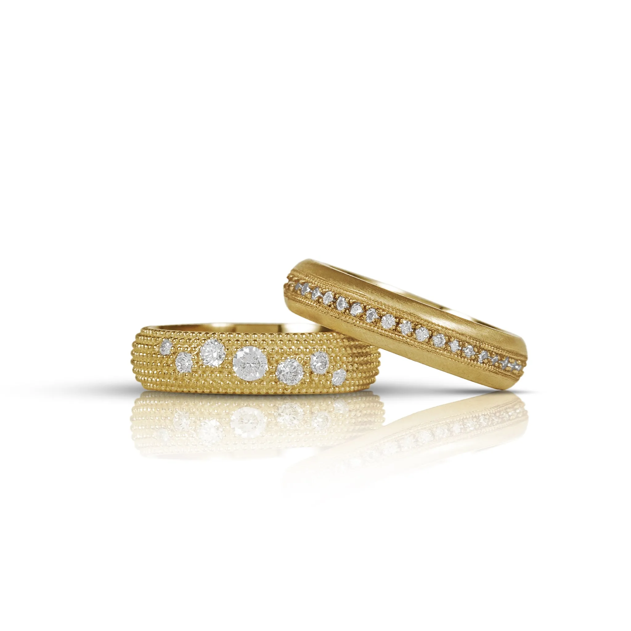 14K Gold Band w/Graduated Eternity White Diamonds