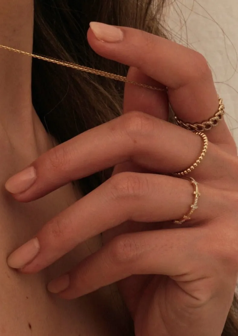 14k Gold Beads Eternity Band