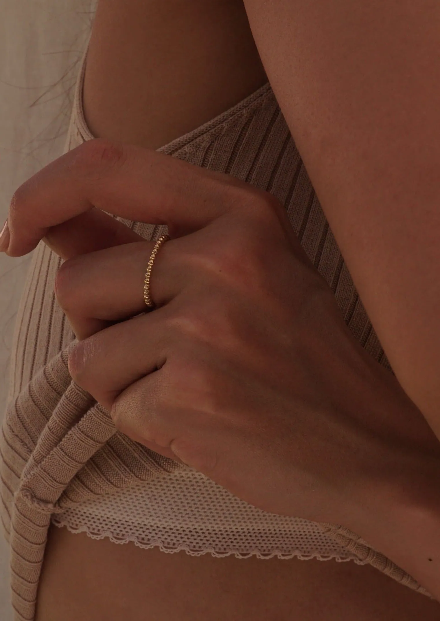 14k Gold Beads Eternity Band