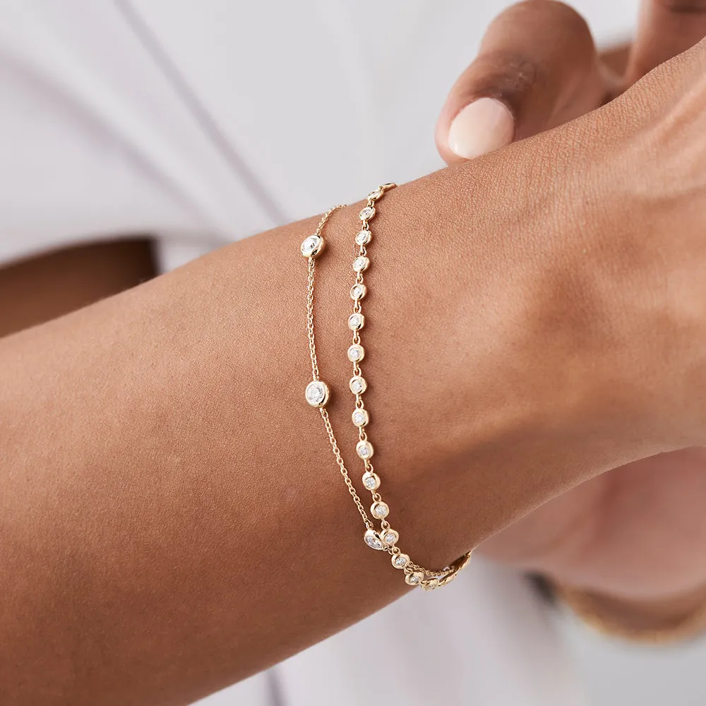 14K Gold Bezel Setting Diamond Tennis Bracelet