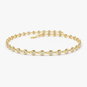 14K Gold Bezel Setting Diamond Tennis Bracelet