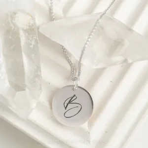 14k Gold Engraved Phoenix Single Initial Large Round Charm