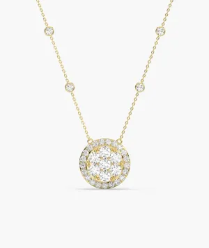 14K Gold Glitter Circle Pendant