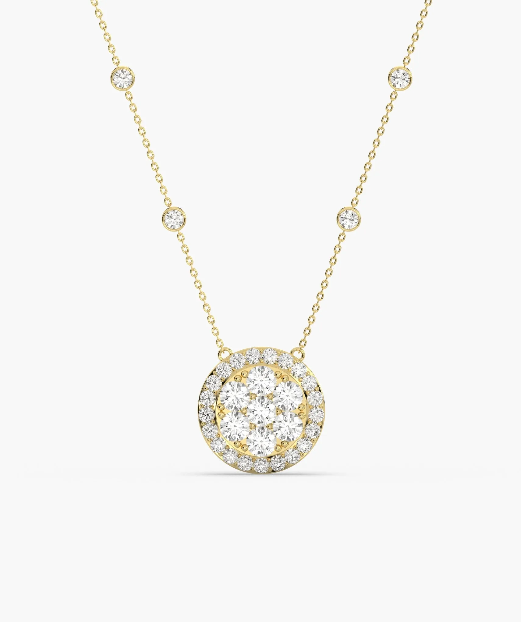 14K Gold Glitter Circle Pendant