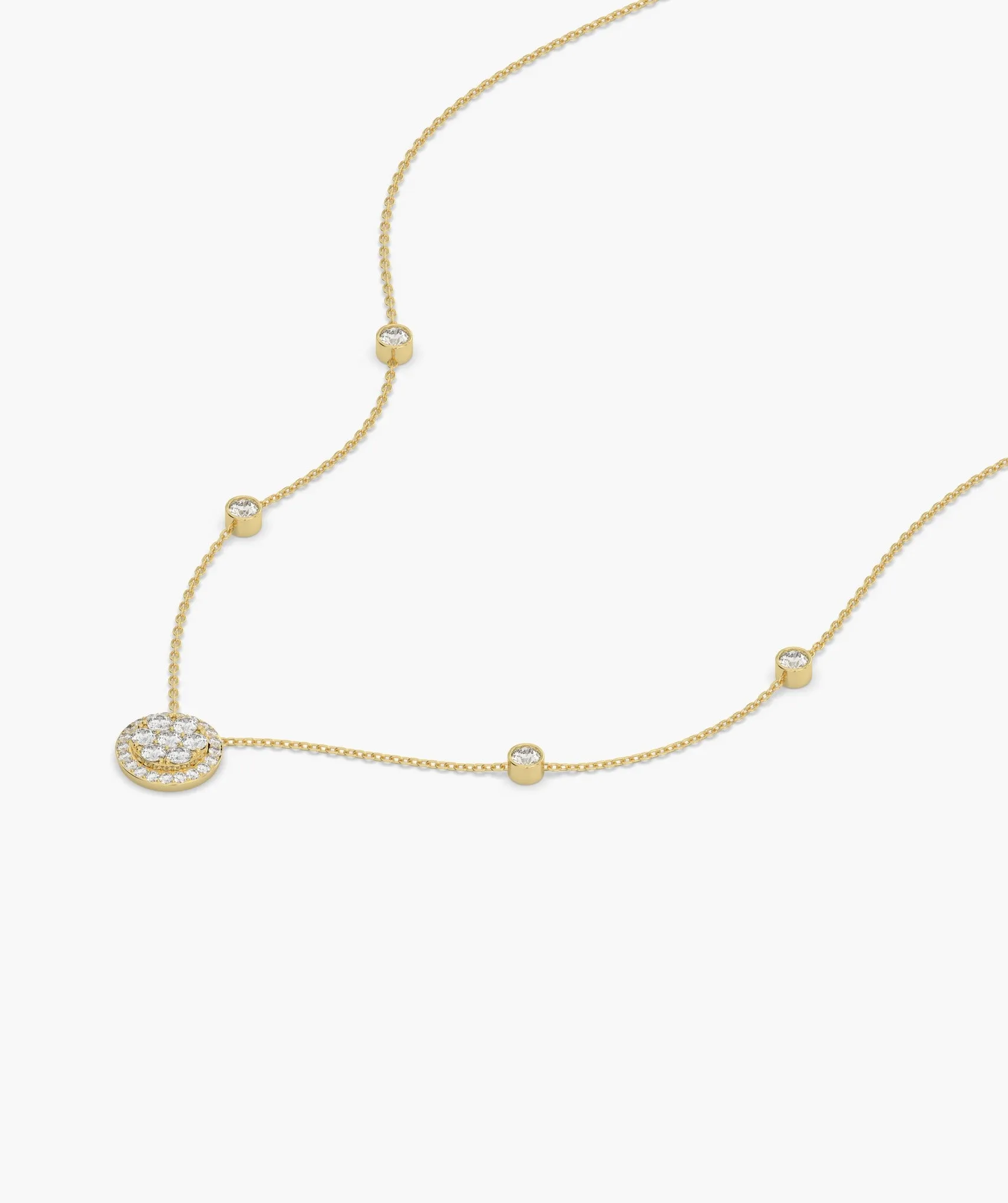 14K Gold Glitter Circle Pendant