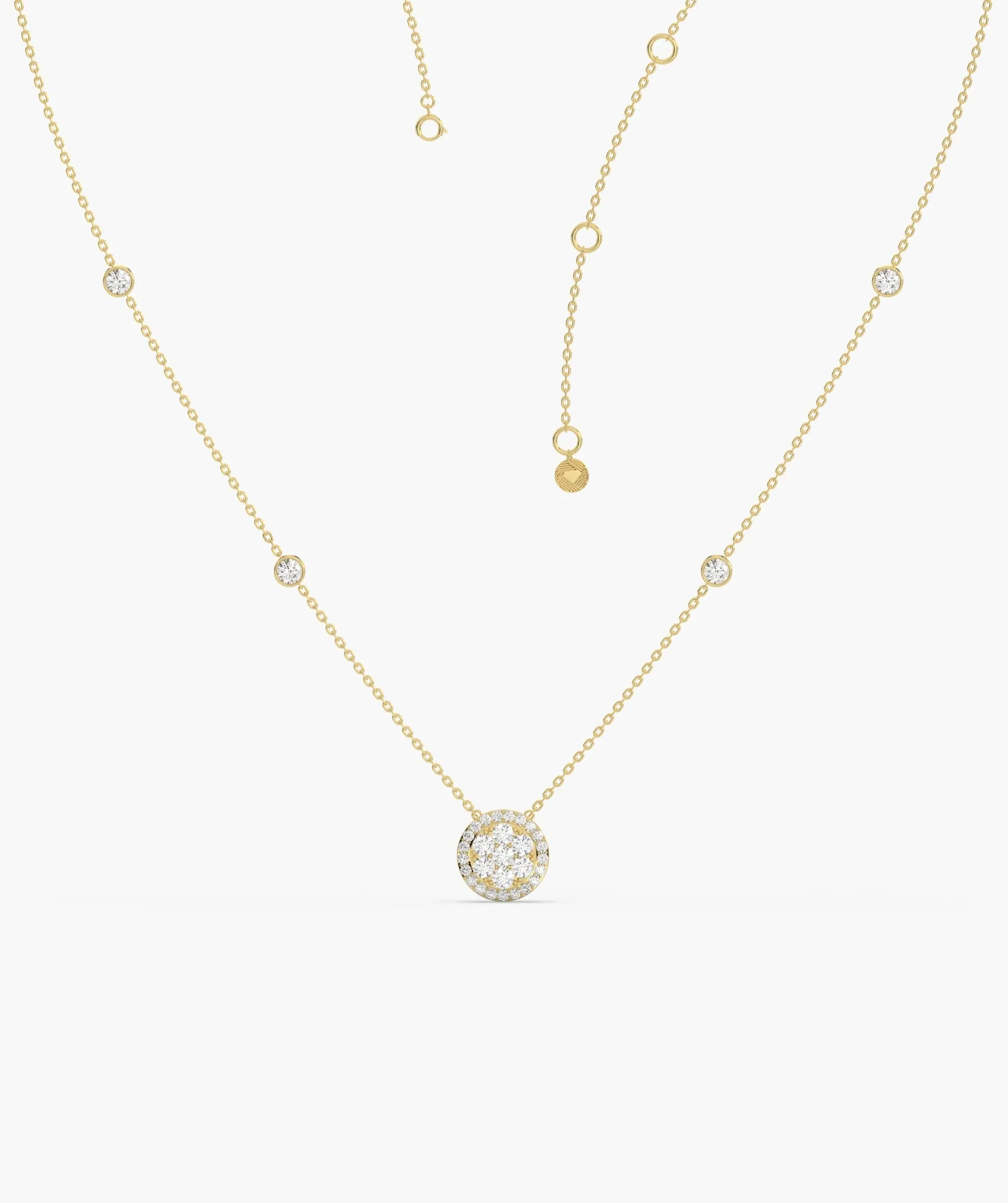 14K Gold Glitter Circle Pendant