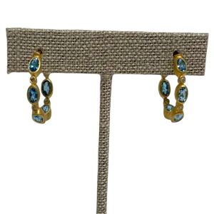 14K Gold Hoop Earrings w/ Aquamarine
