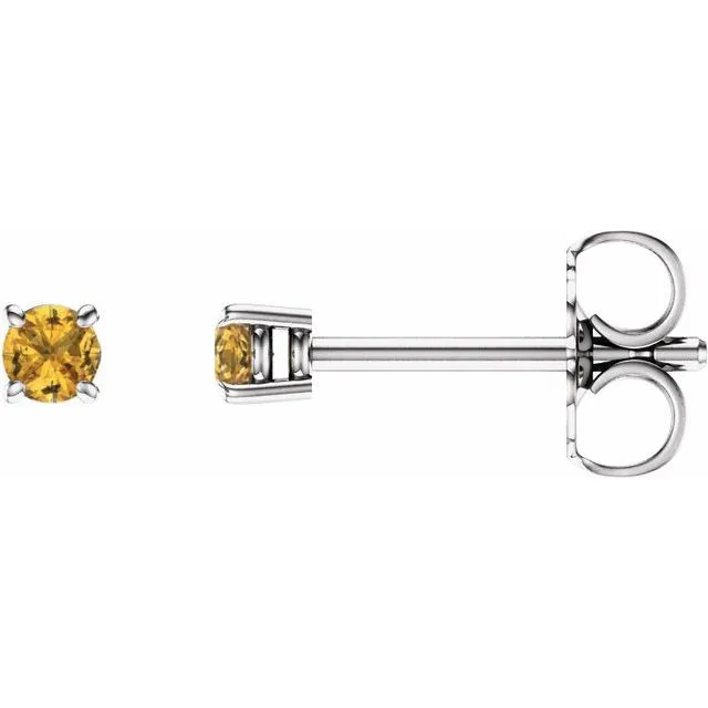 14K Gold Natural Yellow Sapphire Stud Earrings
