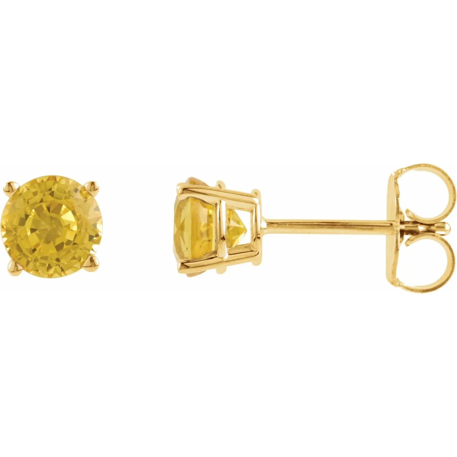 14K Gold Natural Yellow Sapphire Stud Earrings
