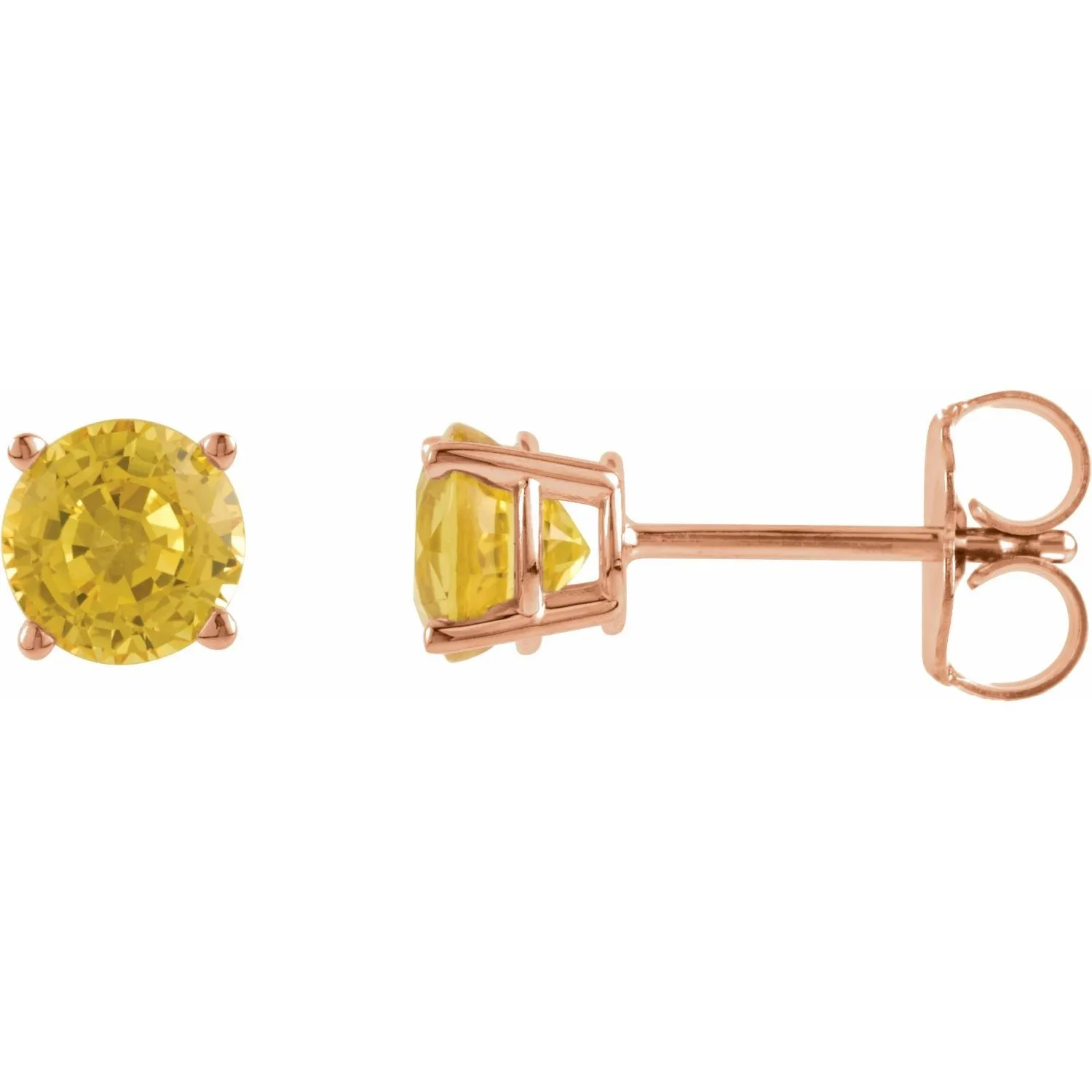14K Gold Natural Yellow Sapphire Stud Earrings