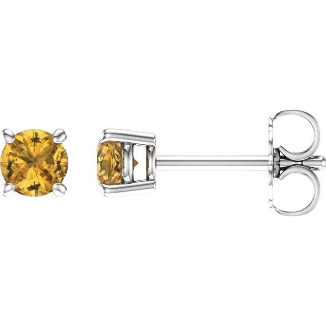 14K Gold Natural Yellow Sapphire Stud Earrings