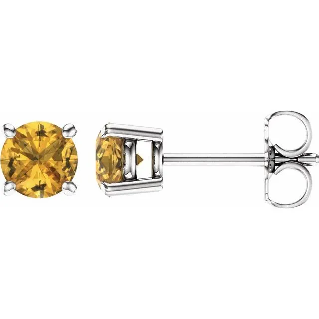 14K Gold Natural Yellow Sapphire Stud Earrings