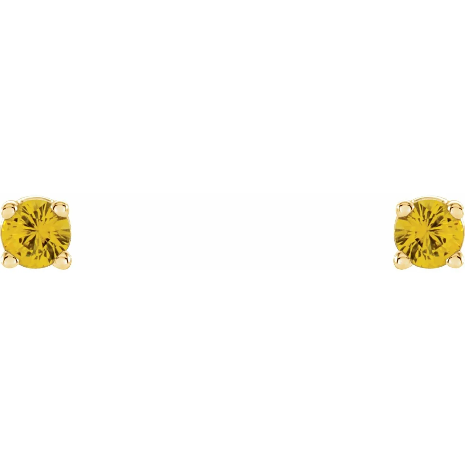 14K Gold Natural Yellow Sapphire Stud Earrings
