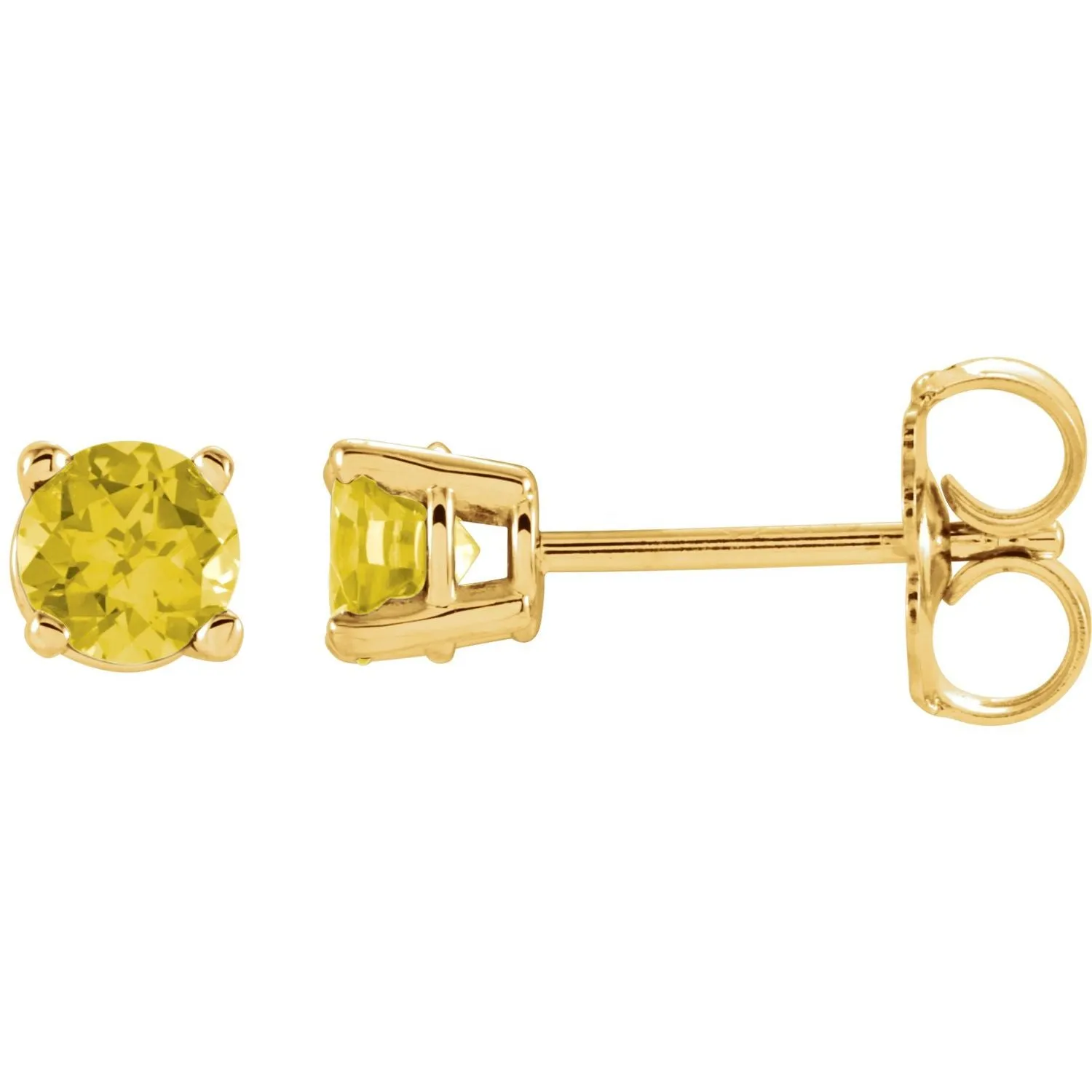 14K Gold Natural Yellow Sapphire Stud Earrings