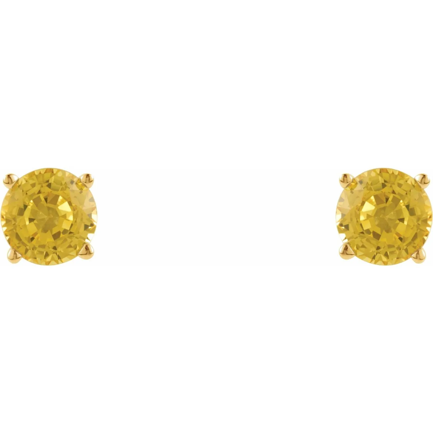 14K Gold Natural Yellow Sapphire Stud Earrings