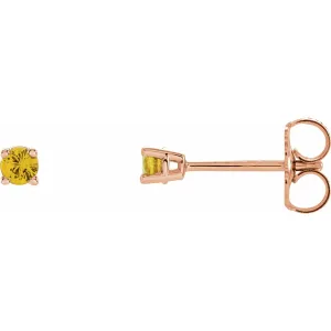 14K Gold Natural Yellow Sapphire Stud Earrings