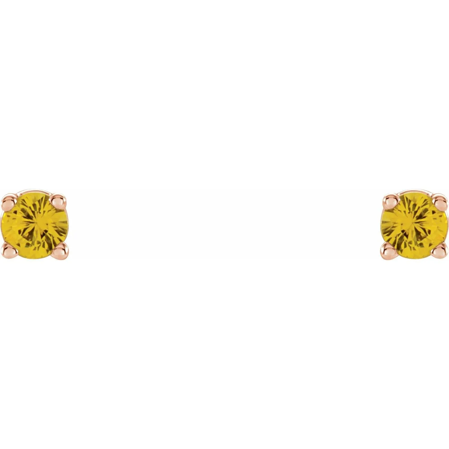 14K Gold Natural Yellow Sapphire Stud Earrings