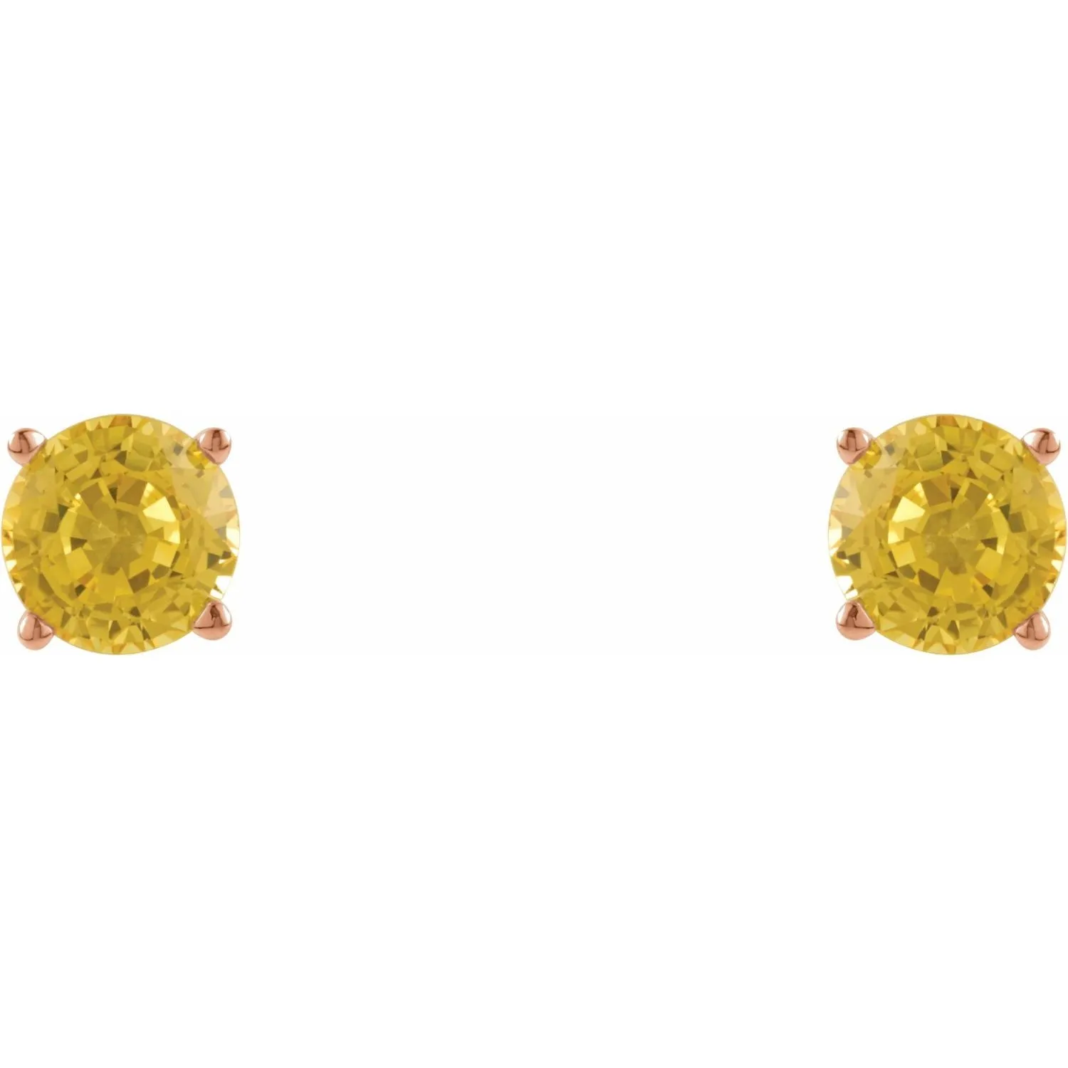 14K Gold Natural Yellow Sapphire Stud Earrings