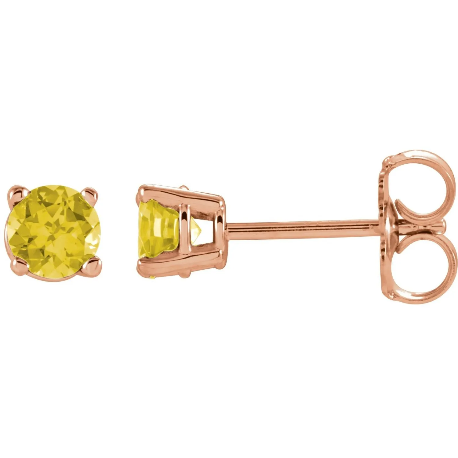 14K Gold Natural Yellow Sapphire Stud Earrings