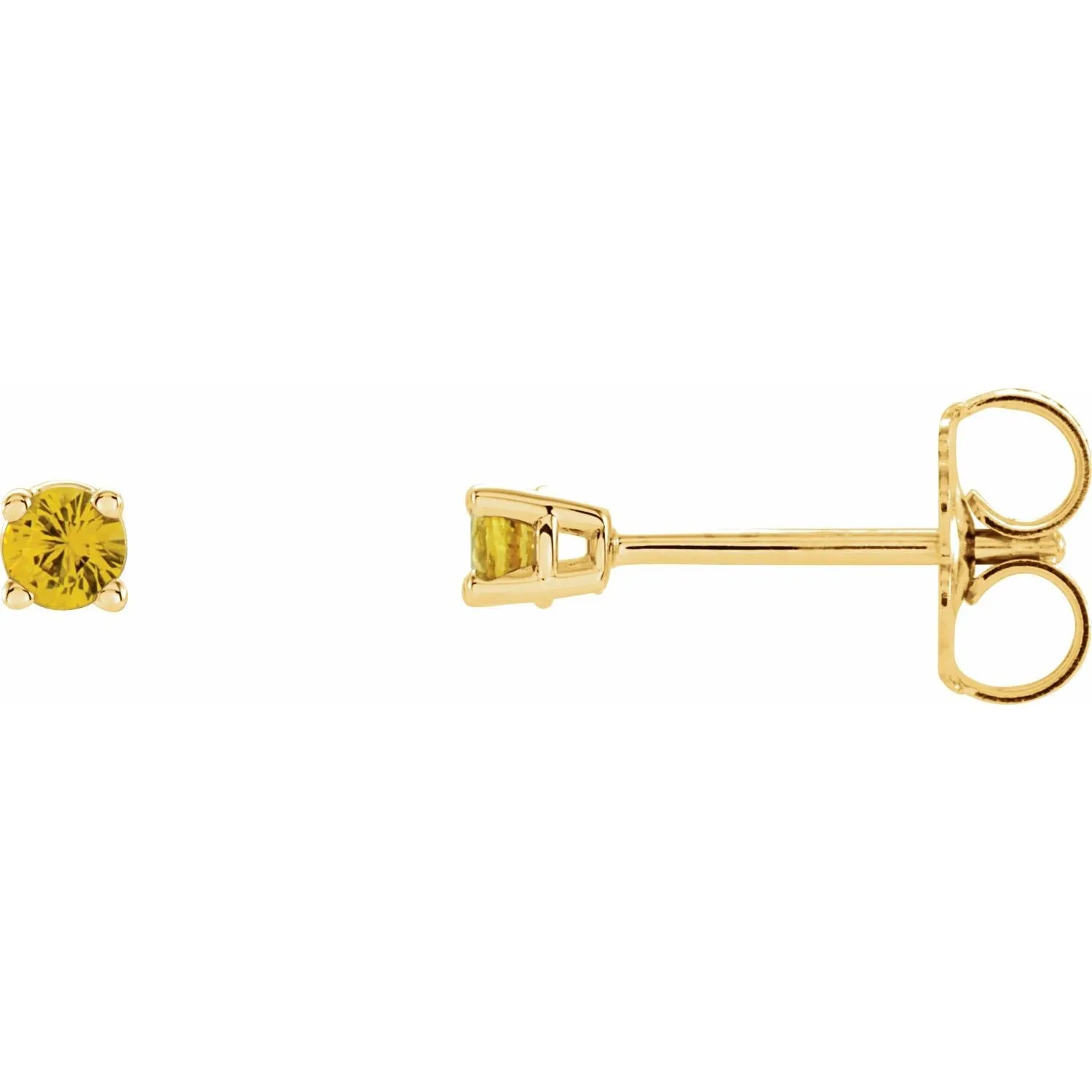 14K Gold Natural Yellow Sapphire Stud Earrings