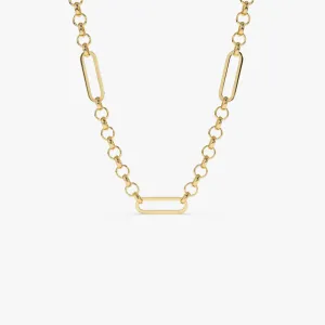 14K Gold Rolo Paperclip Chain Necklace