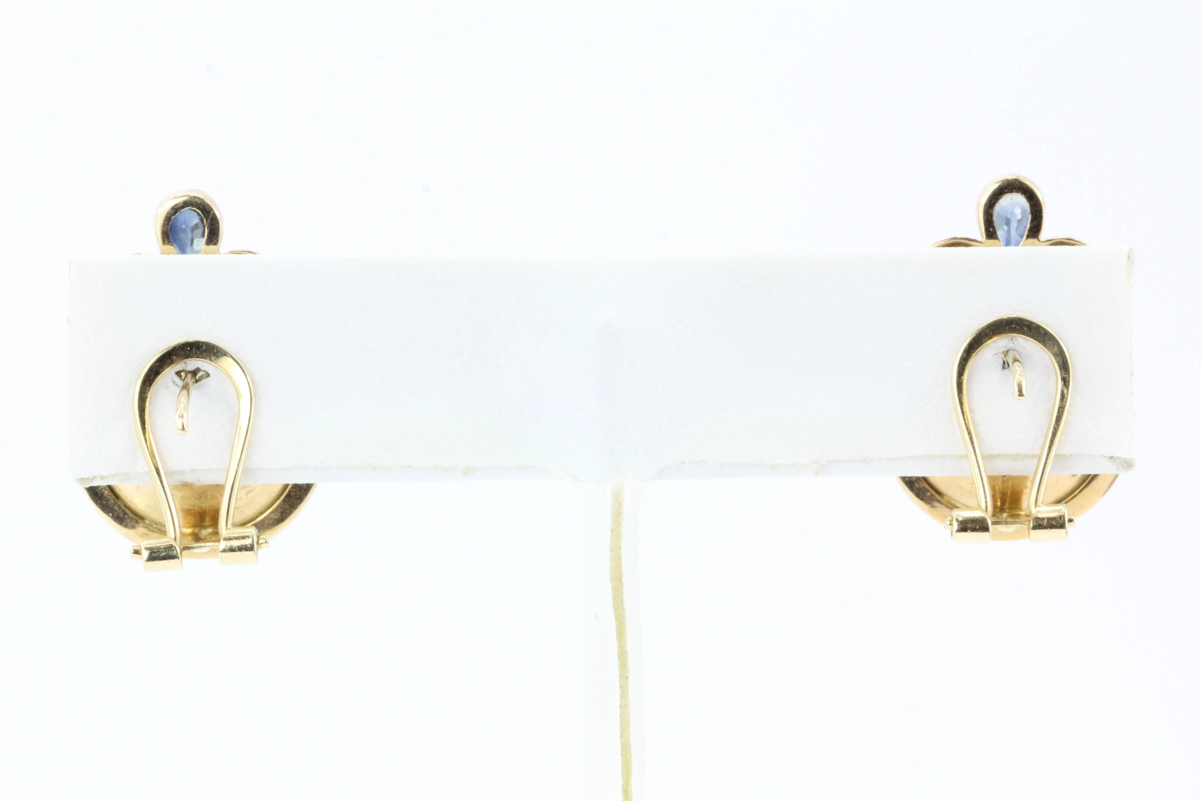 14K Gold Sapphire & 13.5 mm Mabe Pearl Earrings