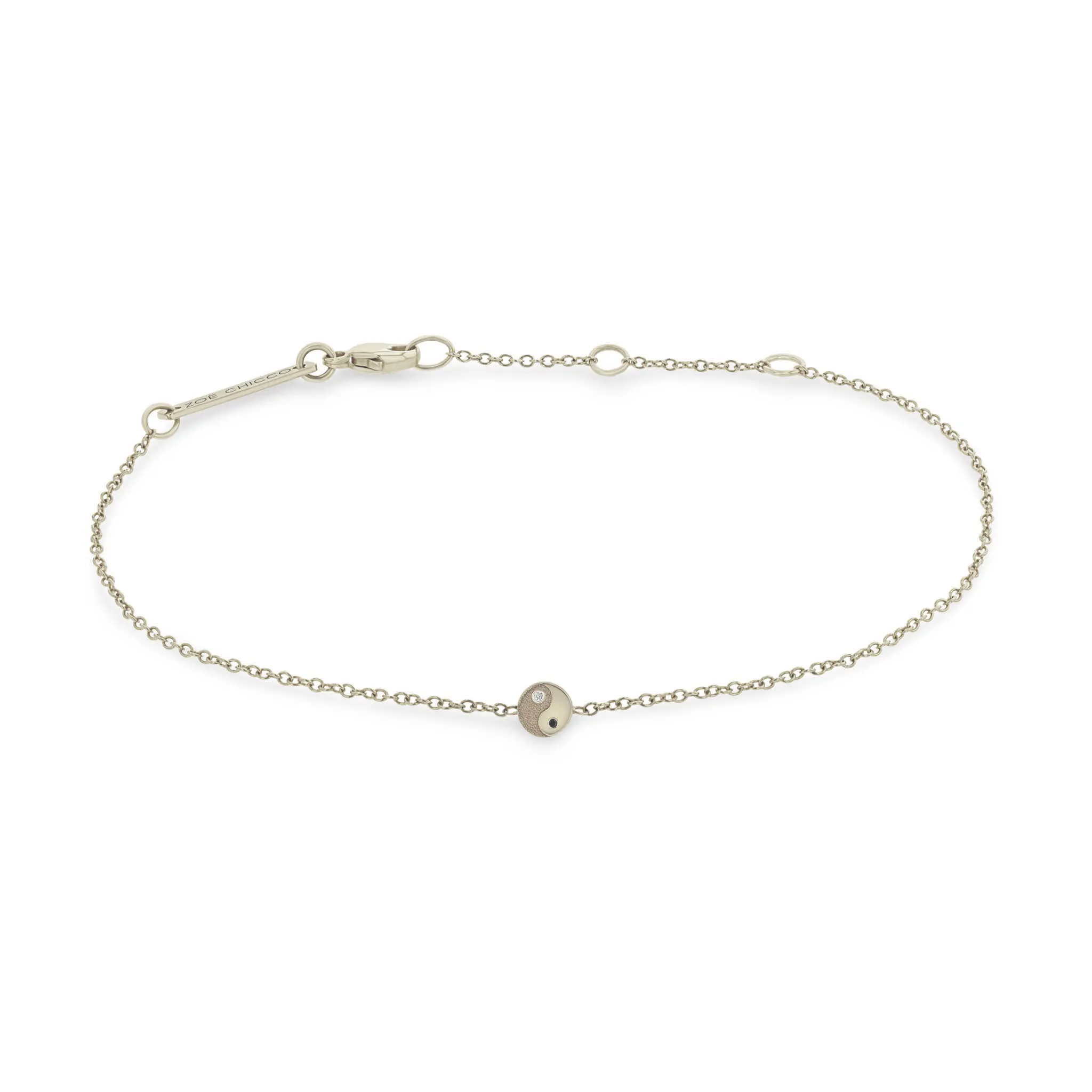 14k Itty Bitty Black & White Diamond Yin Yang Bracelet