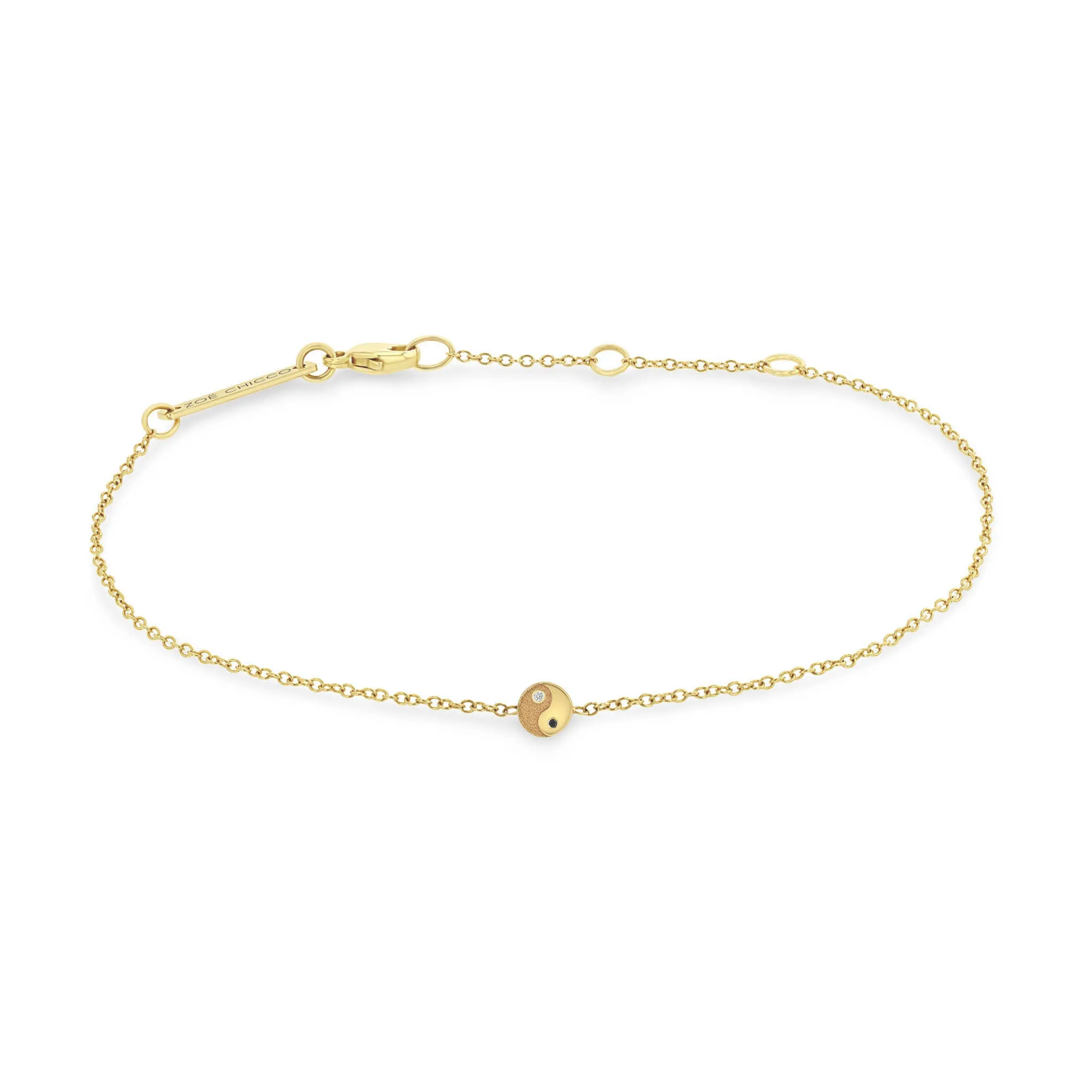 14k Itty Bitty Black & White Diamond Yin Yang Bracelet