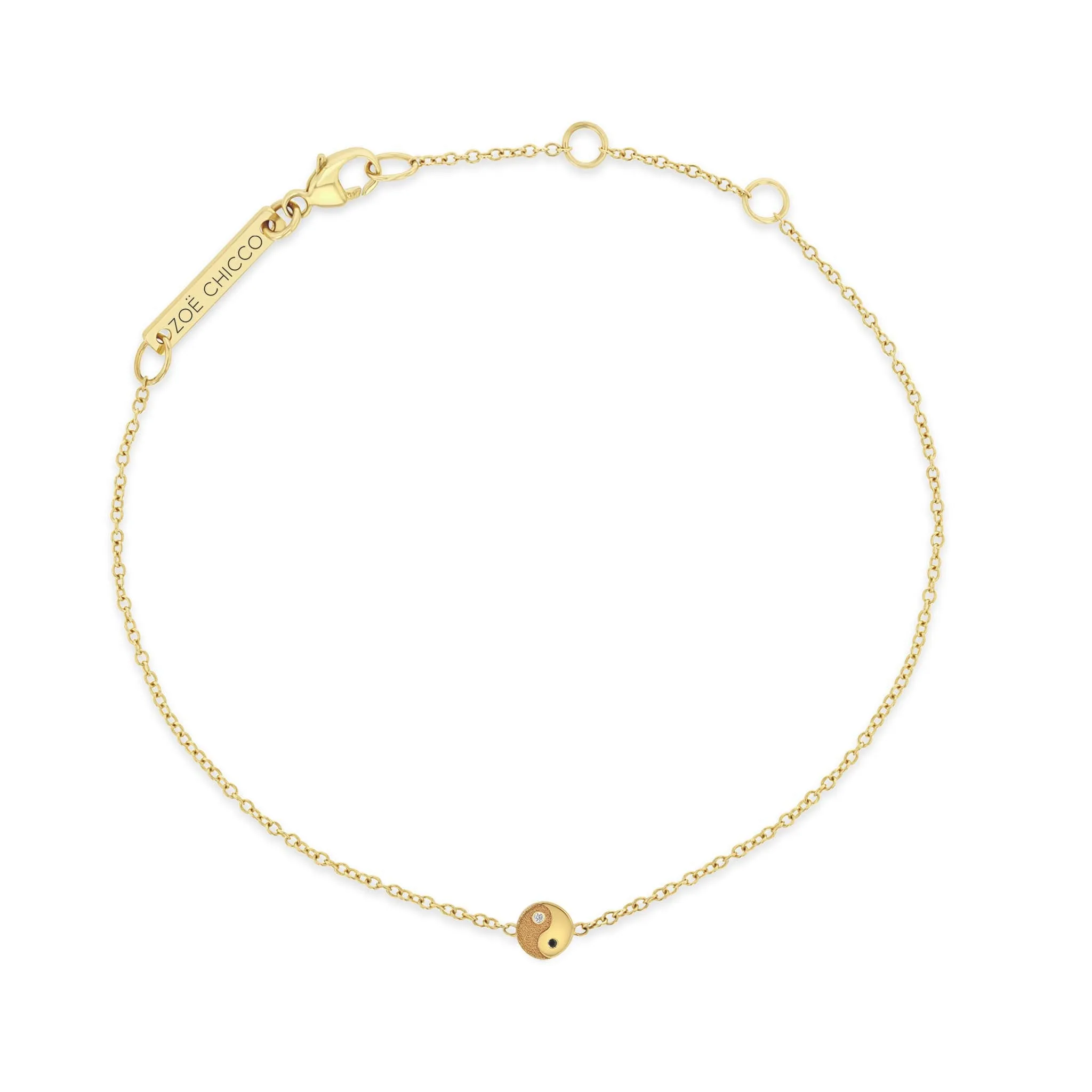 14k Itty Bitty Black & White Diamond Yin Yang Bracelet